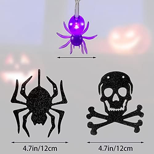 Halloween String Lights Decoração Bateria Operou luzes de corda de aranha LED com banner de esqueleto de brilho para