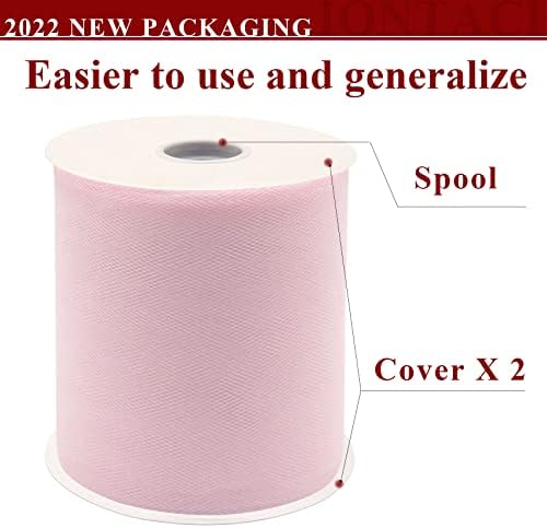 Rolo de tecido de tule rosa claro 6 polegadas por 200 jardas fita de tule de tecido para fita de tule para DIY Pink tutu tutu bow
