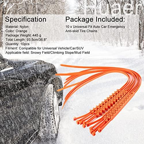 Correntes de pneus Akozon, 10 PCs Carreira de neve universal Reutiliza Anti-Snow Chain espessou tendões de neve Cadeia