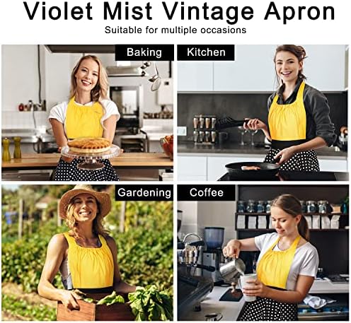 Violet nébil fofo retrões de aventais para mulheres avental sexy vintage com bolo de bolso cozinhando rufos disse o chef de cozinha