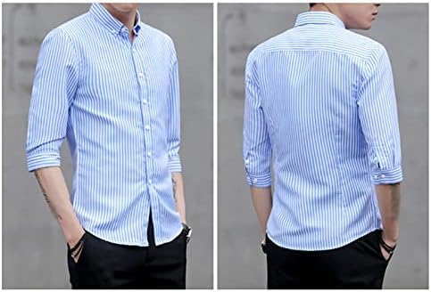 Maiyifu-GJ Button listrado masculina camisetas casuais colarinho slim slim fit shirts clássicos camisetas de vestido de negócios clássicas