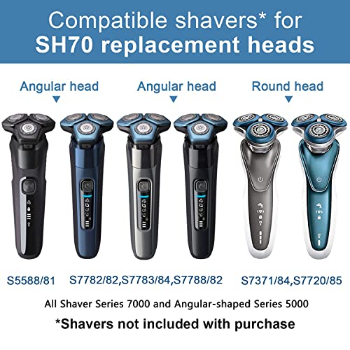 SH70 Cabeças de substituição ajustadas para a Norelco Electric Shavers Series 7000, lâminas de substituição de barbear ajustadas para