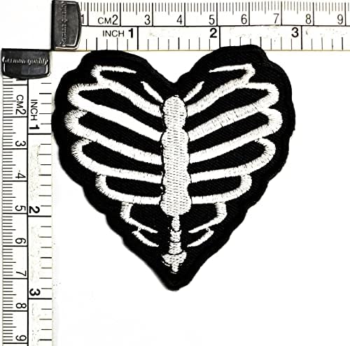 Kleenplus White Heart Patch Skeleton Cost Cage Heart Cartoon Bordado Aplique Artesanato Artesanado Baby Girl Girl Mulheres Roupas Diy Costume Acessório