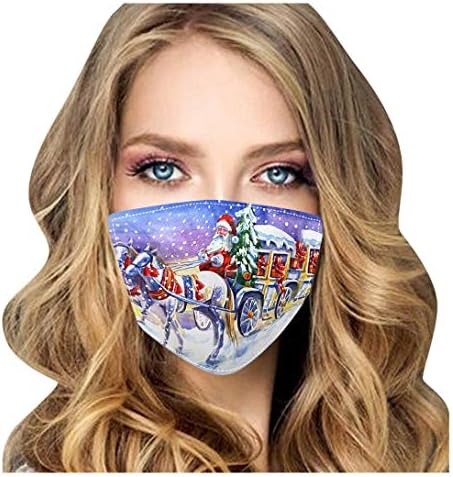 Cmofter 1-Pack Feliz Natal Face_Mask, Boca de Carbono Externo Ativado Cobertas de Bandanas de Papai Noel Reutilizável