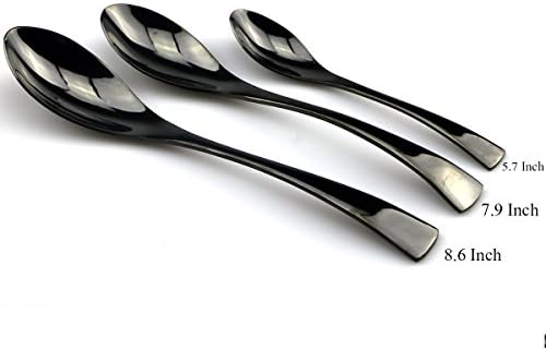 Jashii 18/10 Aço inoxidável Conjunto de talheres pretos polidos de espelho de 20 peças, Dinner Knife Fork Salad Fork Spoon colher de