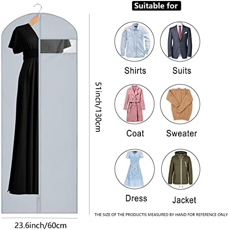 Sacos de vestuário Guoer 50 Conjunto de 6, sacos de vestuário para roupas penduradas, sacos de terno com zíper para viajar com