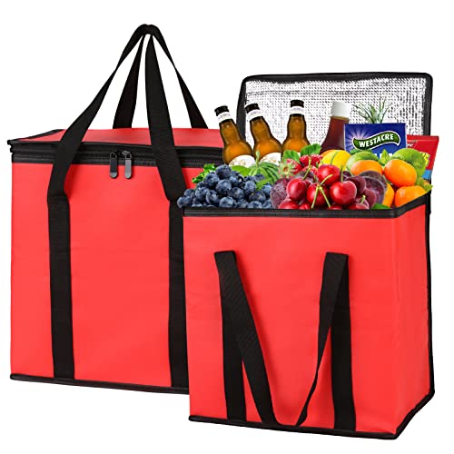 Musbus 2 embalagem bolsa de supermercado isolada, bolsa de entrega de alimentos que quente e fria, peso leve, dobrável, lavável, de