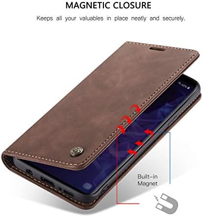 Tampa da caixa da carteira Samsung Galaxy S9+ Plus, Stand magnético Tampa protetora Cover de couro Flip Tampa Retro Style com ID e