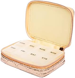Caixa de comprimidos com zíper feminina de Miamica com organizador de plástico removível de 8 dias, faixas de arco-íris, 3,5 ”x 4,25” x 1,30 ”-Design compacto da caixa de medicina semanal