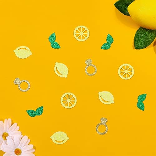 Confetti de mesa de limão 200pcs Glitter, pois ela encontrou seu principal aperto de limão Decorações de chuveiro de noiva Lemonada