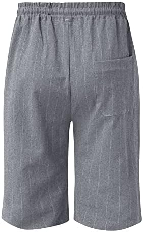 Shorts de linho de algodão meymia masculino, 2023 Summer Men Men casual Baggy Linete Landstring elástico praia listrada curta