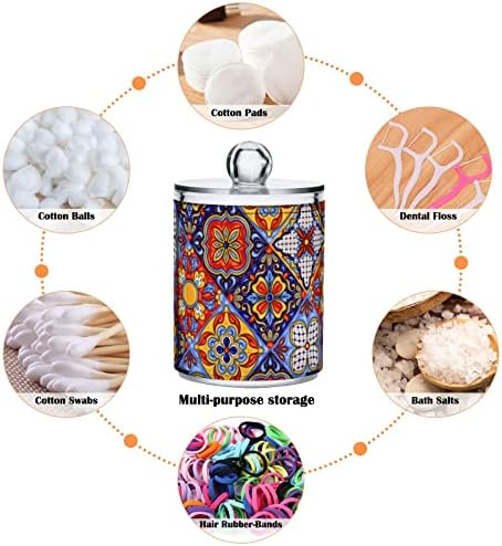 Talavera mexicana Tilha cerâmica Cotton Swab Setor de banheiro Recipientes de banheiros Jars com tampas conjuntos de algodão