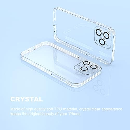 Wuwedo para iPhone 13 Pro Crystal Clear Case com protetor de lente embutido, Proteção de câmera fina esbelta Proteção à prova de choque à prova de choque TPU Caixa de capa de proteção de proteção