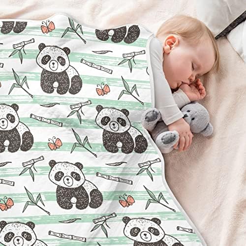 Cobertor de arremesso de bebê fofo panda com cobertor de algodão de bambu para bebês, recebendo cobertor, cobertor