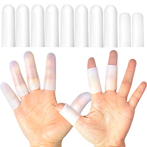 Protetores de dedo de silicone Hioioih para o homem, 10 pacote de gel de gel e protetor, alívio da dor das pontas dos dedos rachados, artrite