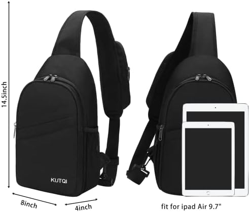 Kutqi Grande Capacidade Crossbody Sling Bag para homens homens Multiaturais Fundamentos de viagens Cross Body Body Bag