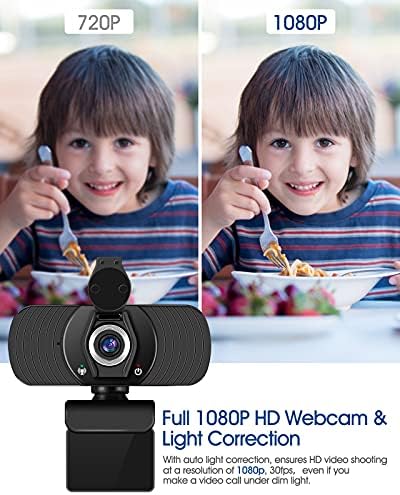 Webcam HD 1080p Web Camera, webcam USB com capa de microfone e privacidade, transmissão de câmera de webcam para PC, computador,