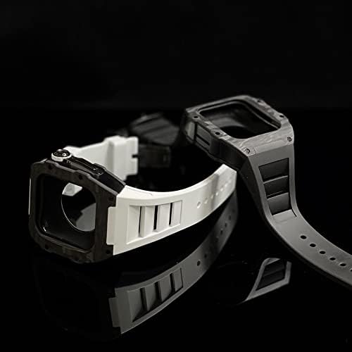 Houcy Luxury Carbon Fiber Alloy Case Strap Set para Apple Watch Series 8, 45mm Kit de modificação DIY Band Band Band para Iwatch