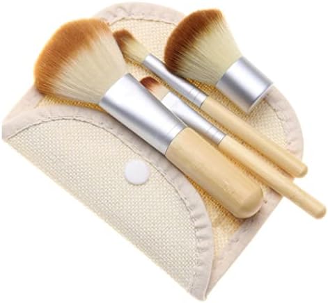 MJWDP 4PCS/Set Bamboo Makeup Brush Brush Brush Brushes de maquiagem Cosmética Povento de pó para maquiagem Ferramenta de beleza com bolsa