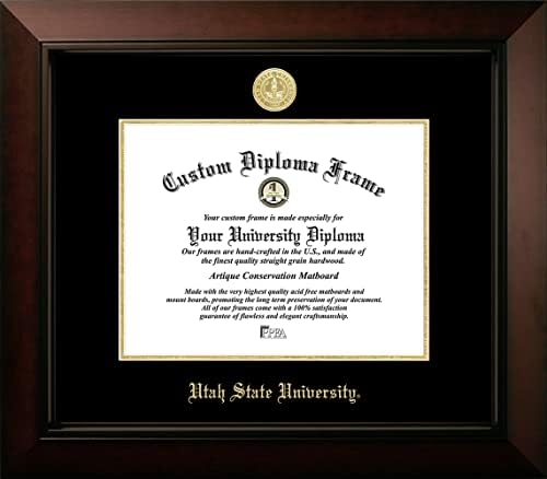 Imagens do campus Utah State Aggies 11w x 8,5h Legacy Black Cherry Gold Gold Gold Diploma Frame