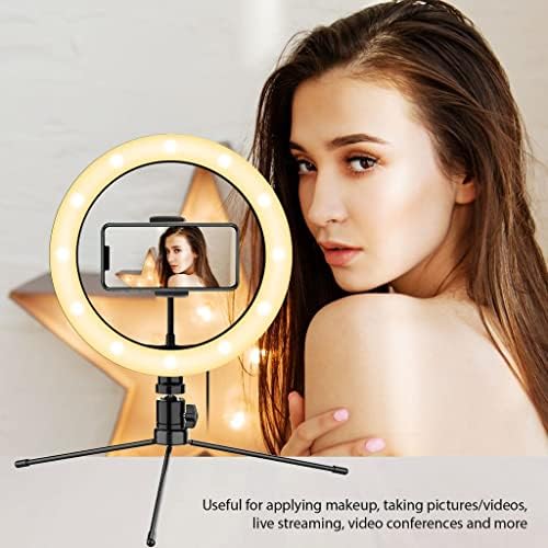 Anel de selfie brilhante Tri-Color Light Compatível com seu Samsung SM-J320A 10 polegadas com remoto para transmissão ao vivo/maquiagem/youtube/tiktok/vídeo/filming