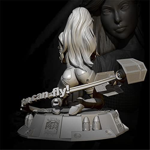 Risjc 1/24 Fantasy Planet Female Warrior Resin Model Miniature Kit, Assembléia de soldado do elenco sem montagem e sem pintura/B542n