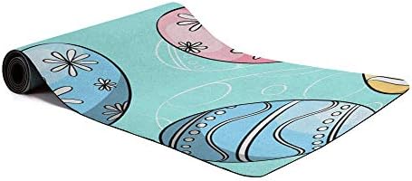 Blue Yoga Mat Non Slip Hot Yoga Mat, Premium Fitness Cushioning Mat Day de Páscoa Ovos de desenho animado de 3,5 mm