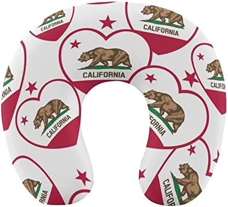 California Flag Heart Travel Neck travesseiro Memória de espuma de espuma de vôo A apoio de cabeça para dormir para ir para