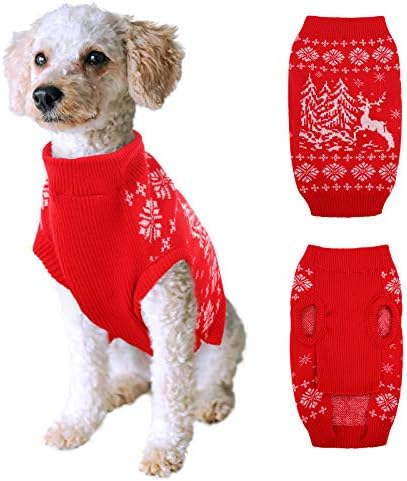 Mazort Dog Sweater para o Natal, suéter de gola alta de lã de lã de lã, pijamas de cachorros de cachorro quente, pijamas