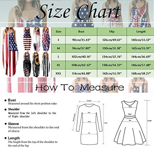4 de julho Maxi Vestidos para mulheres Casual Summer Boho Dress USA Flag Cami Scoop Scoop Starreses listrados