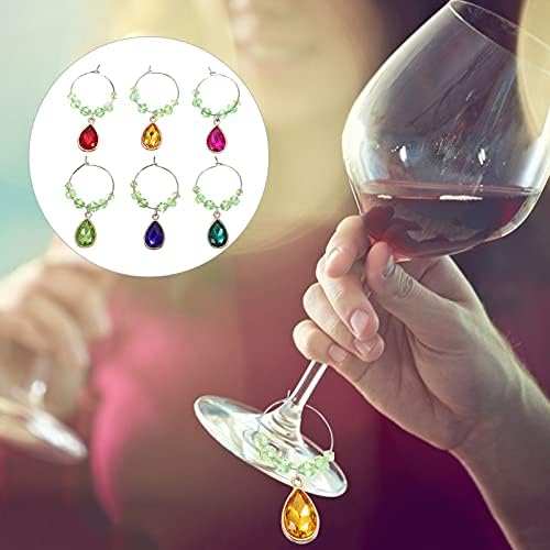 Sinal de casamento do doitool 6pcs Wine Glass Charms Rings Drop Water Shape Drink Drink Goble Charms Marcadores Para festa