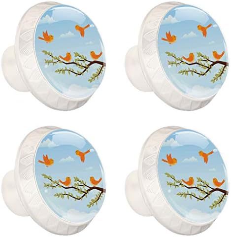 Lagerrery redondo botões de pássaros ramal botões de cristal botões brancos de 4pcs maçanetas para o banheiro quarto cozinha 1.38 × 1.10in