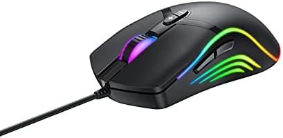 Viumee RGB Gaming Mouse Mouse USB Gaming com 7 botões programáveis, 1000-6400 dpi ajustável, compatível com Windows/Linux/Mac