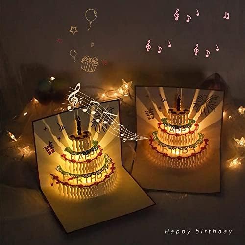 Cartões de aniversário em 3D, tocar música tocar música quente led lumin