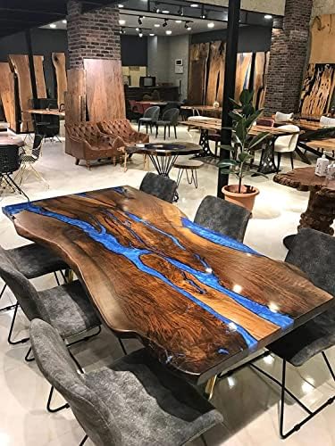 Mesa epóxi de tuchech tampo de resina de resina de resina de grossa totalmente personalizada mesa de café externo de madeira de madeira