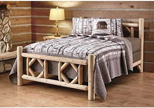 CastleCreek Diamond Cedar Log da cama, estrutura rústica de leito de madeira natural com cabeceira