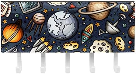 Espaçohip Galaxy Rockets Planeta Astronaur Key Titular para parede com organizador de correio, rack de chave autônoma com 5 ganchos, decoração de casa decorativa para entrada da porta da cozinha do banheiro de entrada