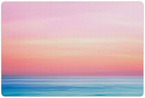Ambsosonne Wave Pet Tapete Para comida e água, ombre calmando o Seaview Water calma Tons relaxantes Sunset na arte
