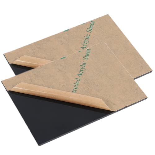 Folha de plexiglasse preta de Moyishi 1/8 ”2 Pacote de acrílico fundido preto, materiais de bricolage para laser de cozinha em casa, sinais, pintura, reposição de vidro de quadros, projetos exibidos