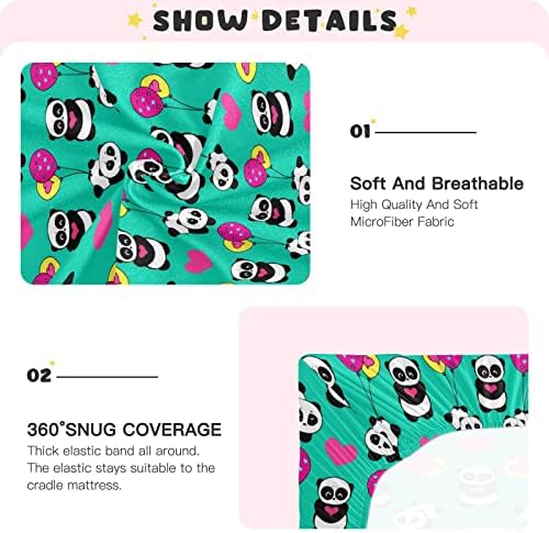 Umiriko fofo panda rosa pacote de balão n tocar baby playard lençóis, mini lençol de berço para meninos meninas jogadores matemess capa 20201438