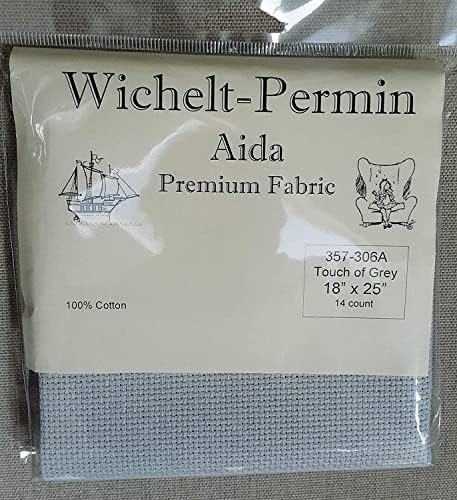Wichelt Permin Premium Aida Cross Stitch Fabric 14 contagem de toque de cinza 18 x 25…