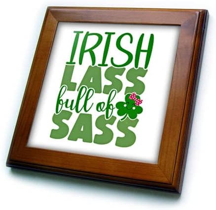 3drose St Patricks Day Irish Lass, cheio de tipografia SASS - ladrilhos emoldurados