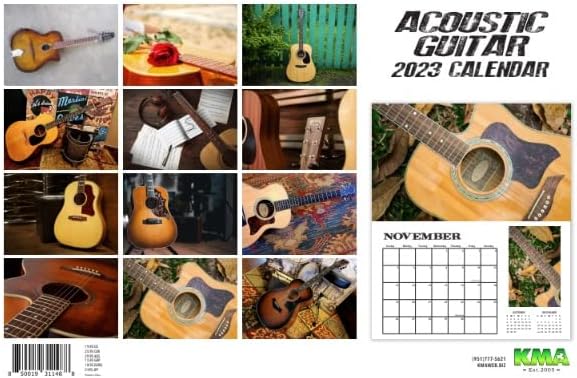 2023 Calendário de parede de luxo de guitarra acústico