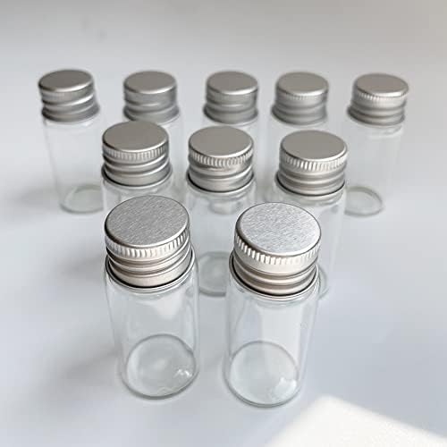 Luo House 10pcs 10ml pequenos frascos de amostra limpa mini garrafas de vidro com tampas de parafuso de alumínio 10ml 22x50mm