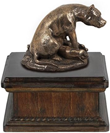 American Staffordshire Terrier Mama, Urn for Dog Ashes Memorial com Estátua, Nome e Citação de Pet - Artdog Personalizado