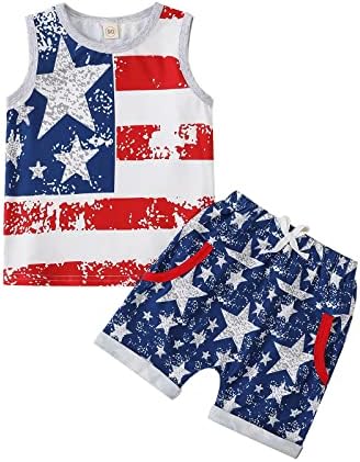 Noubeau, 4 de julho, garotos de meninos, tanques de bandeira americana tops patrióticos camisetas camisetas de estampa de bolso estrela de estaleira