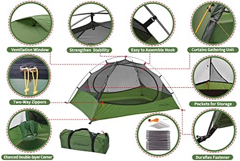 Clostnature Lightweight Backpacking Barration - 3 temporada de tenda de acampamento à prova d'água, tenda de configuração fácil de tamanho