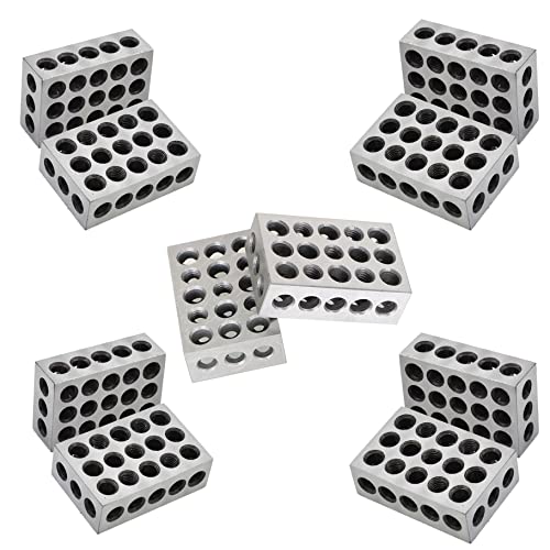 Timunr 5 par de blocos paralelos de precisão 1 x 2 x 3, 23 buracos de 2,000 2 polegadas de aço de liga 123 conjunto de blocos paralelos