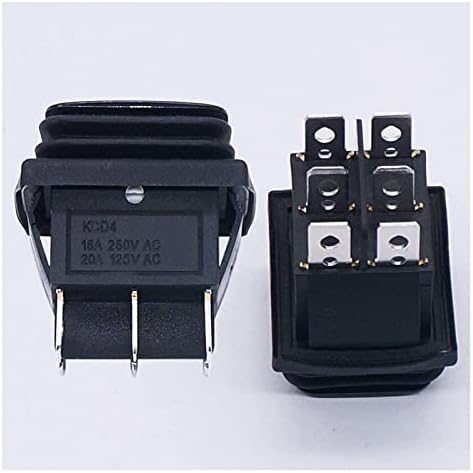 HKTS 2pcs impermeável interruptor momentâneo de roqueiro 6 pinos （ON） OFF （ON） 3 Posição Black 250V/16A 125V/20A