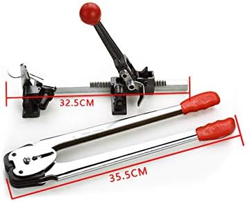 CGOLDENWALL Strapping Tool Kit Manual Banding Ferramentas de embalagem Conjunto de ferramentas de correia plástica Cutter tensionador selador com vedações de metal 0,5 kg e 3 rolos de faixa para alça de 12 a 16 mm de largura PP